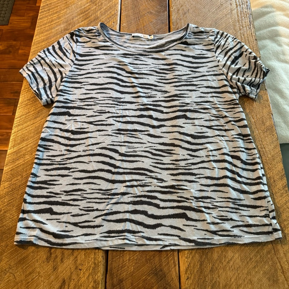 Michael Stars Women’s Donna Crew Neck Puff Sleeve Lagos Print T-Shirt, One Size